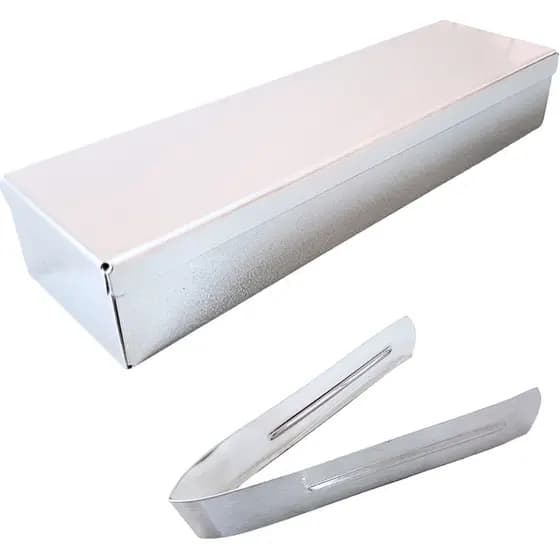 Estojo Inox (marmita) 18x5x3cm para Esterilização em Estufa + Pinça Pegador Manicure - Odontécnica
