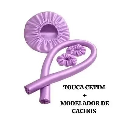 🔥 Kit Touca de Cetim + Modelador de Cachos Sem Calor | Anti Friz Proteção Noturna Cacho Perfeitos
