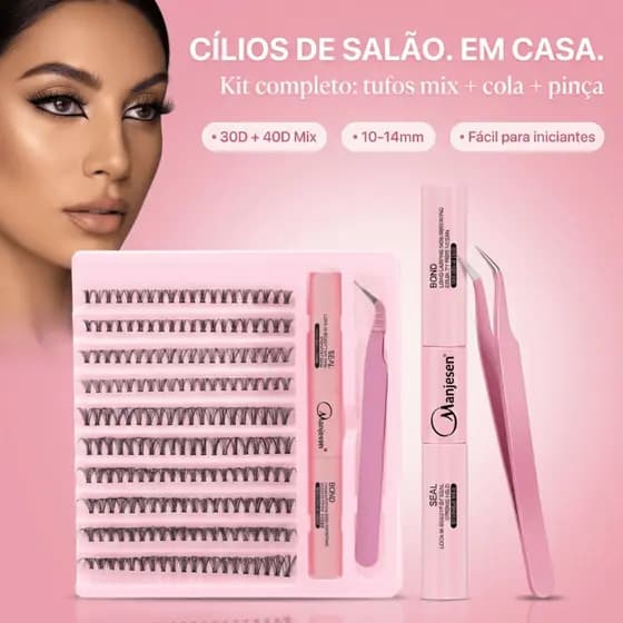 Cilios Para Extensão Cílios Tufinho Postiços + Cola Para Extensao + Pinças 30-40D Naturais Ondulados