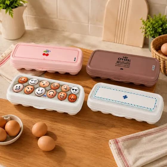 Porta Ovos Suporte P 12 Ovos Porta Ovos Plástico Organização Geladeira Cozinha Alimentos Plasútil