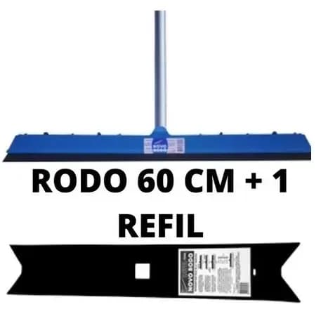 KIT RODO PLÁSTICO 60 CM CABO 1,40 MTS + REFIL BORRACHA BASE RODO 60 CM NOVO RODO