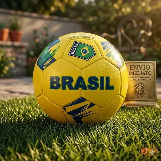 Top Bola de Futebol Brasil Número 5 Amarela Design Moderno - Bomba de ar (venda separada)