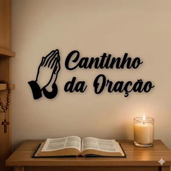 Frase Escrita Decorativa Cantinho da Oração Em Mdf
