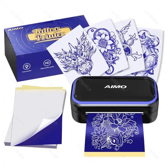 Impressora De Estêncil De Tatuagem AIMO MR3 Sem Fio Bluetooth Tattoo Maker Com 20 Peças De Papel De Transferência