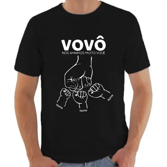 Camisa Camiseta Estampa Vovô Nós Amamos Muito Você Casual básica ( Enviar os nomes no chat)