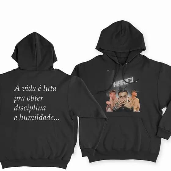 Moletom Blusa De Frio Mc Hariel Lançamento Haridade A Vida É Luta Pra Obter Disciplina E Humildade