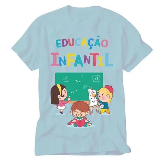Camiseta Camisa Educação Infantil azul Professora Pedagogia