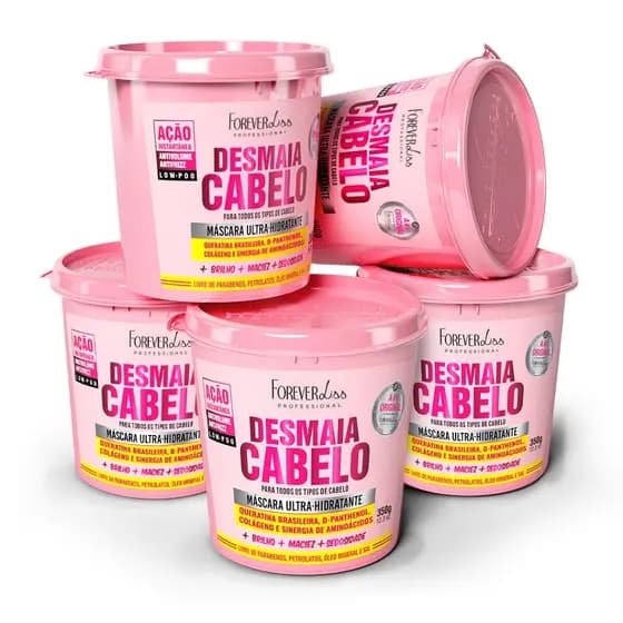 Combo Com 5 Máscaras Desmaia Cabelo Forever Liss 350G