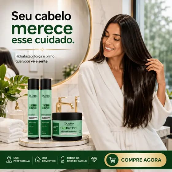 Kit BTX Brush Duetto Professional Tratamento Capilar Hidratação Profunda Repara