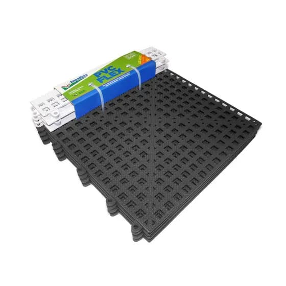 Piso Antiderrapante para Banheiro Preto Pvc Flex 04 und + 04 Rampas Brancas de Acabamento