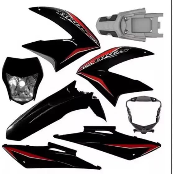 Kit Carenagem Nxr Bros 150 Es Esd 2013 2014 Preto C/ Adesivos
