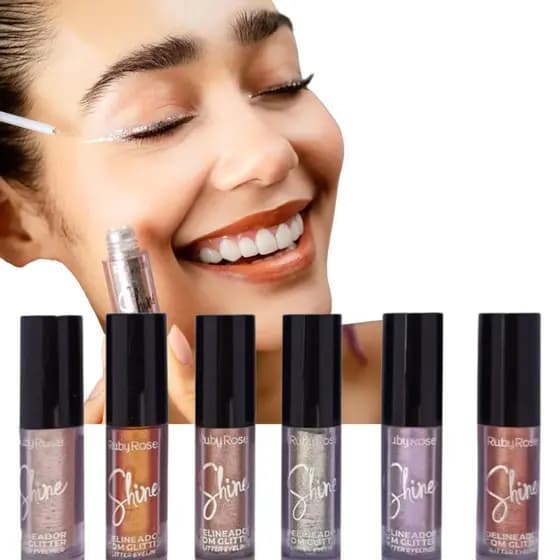 Delineador Líquido Com Glitter Shine Lindo Glamour Ruby Rose