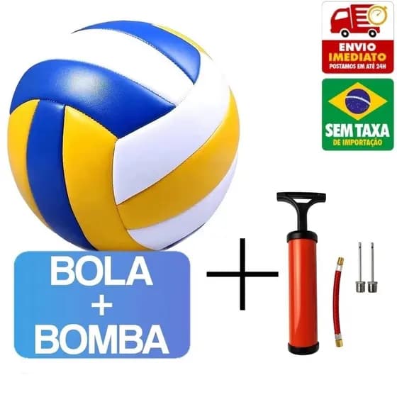 Kit 1 a 5 Bolas de Vôlei 22cm + Bomba de Ar – Bola Vôlei Profissional Quadra Praia
