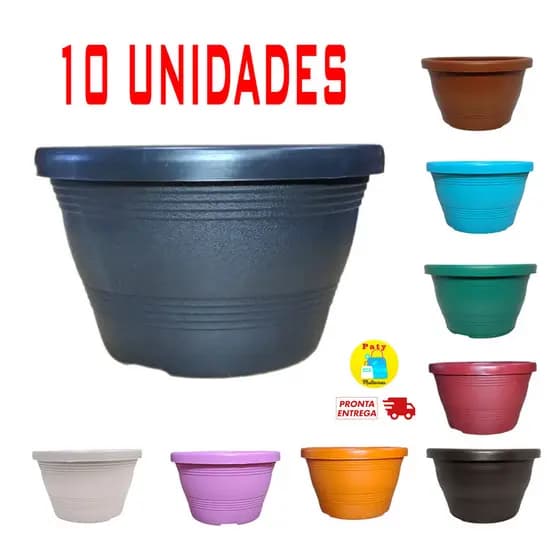 Kit 5 a 10 Vaso plástico Cuia Veneza 23 plantas suculenta flores