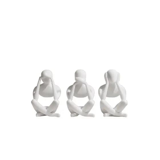TRÍADE DO BEM, NÃO OUÇO, NÃO VEJO, NÃO FALA. ESCULTURA MINIMALISTA. DECORATIVA