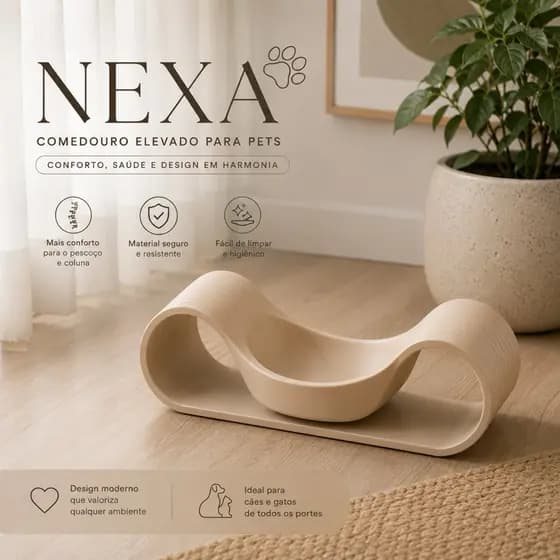 Comedouro Elevado NEXA Élégance | Design Moderno para Cães e Gatos Minimal Minimalista 23cm L