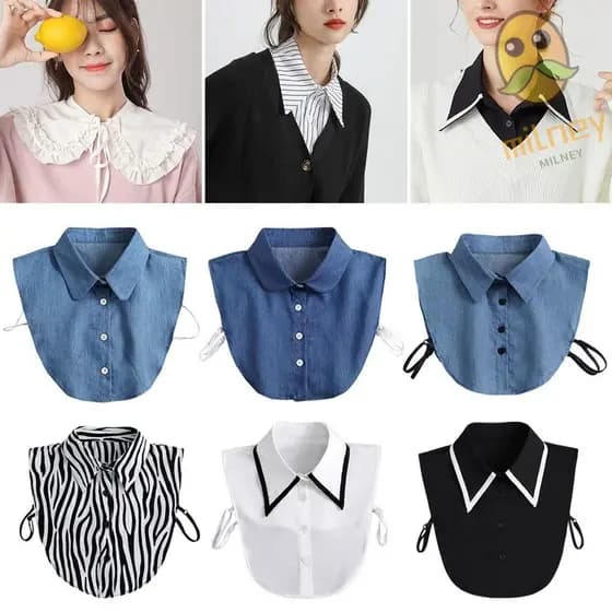 MILLNEY Roupas Acessórios Destacáveis Mulheres Blusa Clássica Gola Falsa