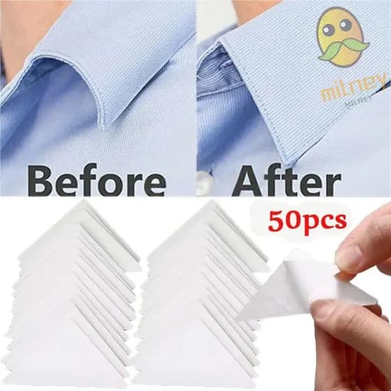 MILLNEY 50 Pcs Modelador De Colarinho , Almofadas Fixas De Colar Invisível De PVC , Suporte De Camisa Anti-Rolo