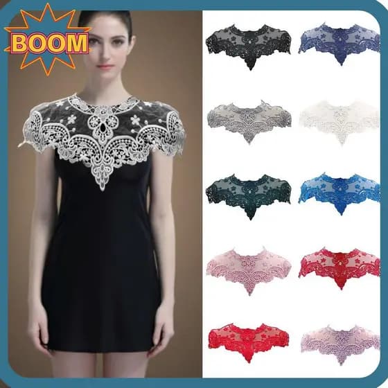 BOOM Renda oco bordado gola, acessórios de vestido