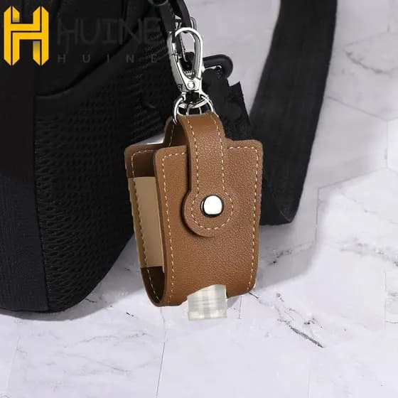 HUINET Recipientes Recarregáveis Porta-Chaves De Couro PU Para Produtos De Higiene Pessoal Líquidos Garrafa Desinfetante