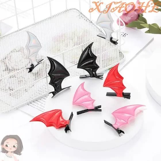 XIAOHE Grampos De Cabelo Com Asas De Morcego , Faixa De Cabeça Gótica De Couro PU Para Halloween , Grampo Argola