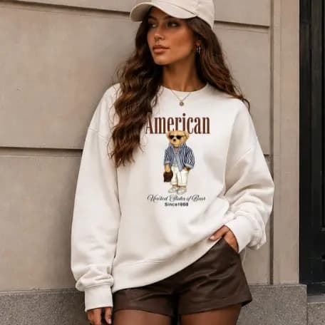 Moletom Flanelado Feminino Urso Teddy Tendência Casaco Lançamento Inverno Suéter Feminino Quentinho