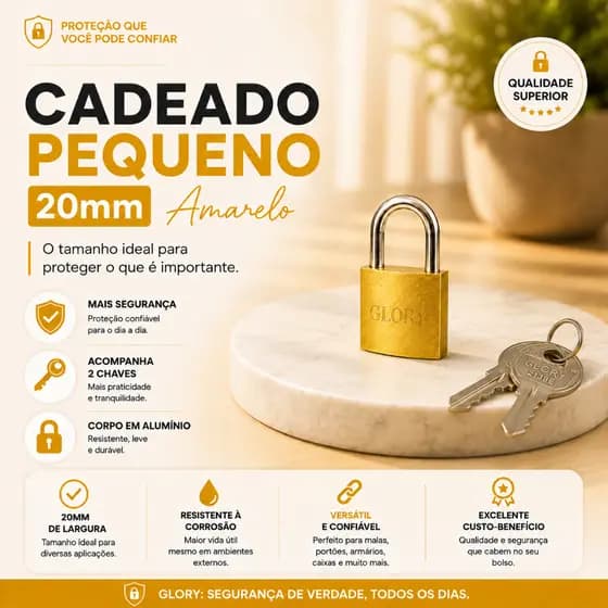 Cadeado pequeno 20mm Amarelo