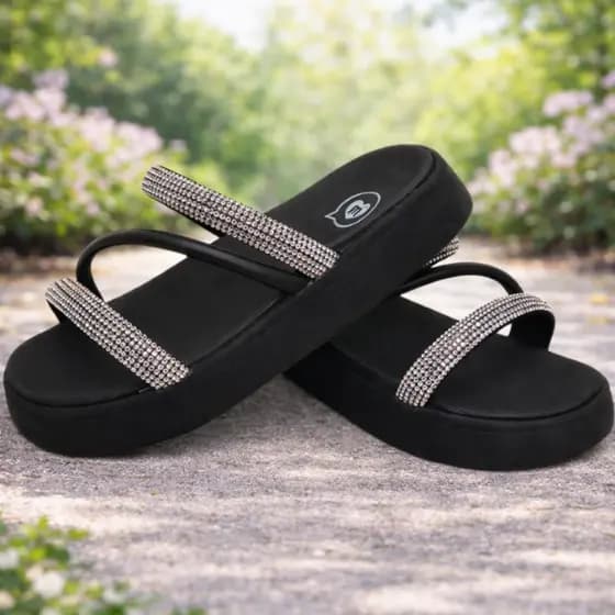 Papete Molekinha Infantil Menina 3 Tiras Strass Cristal Slide Confortável Elegante
