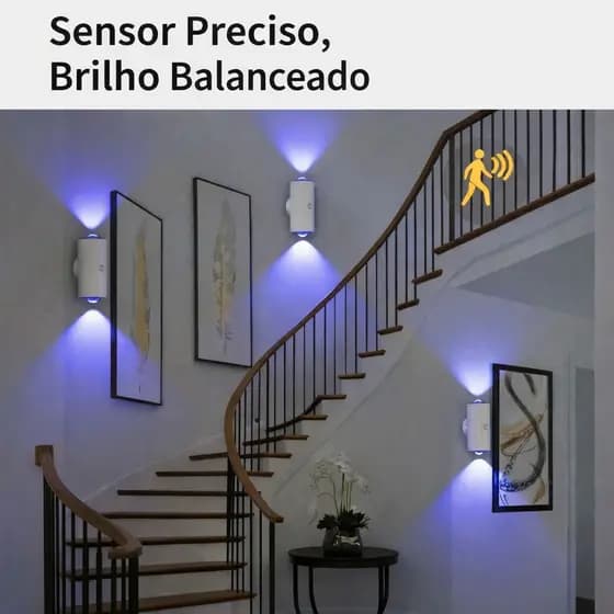 Luminária LED RGB com Sensor de Movimento Recarregável USB Decorativa