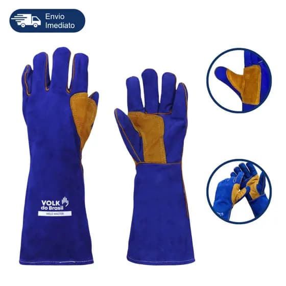 Luva Soldador Raspa Reforçada Weld Master 350°C CA Proteção Térmica Volk Tamanho Único