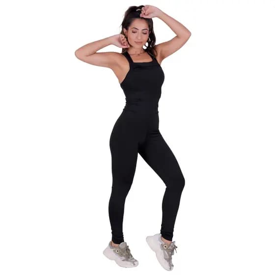 Macacão Longo Feminino Com Bolso Para Celular Suplex Fitness