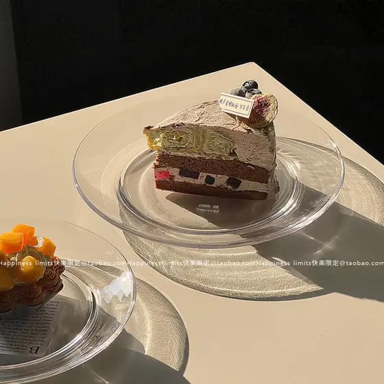 Prato de Vidro Temperado Coreano Estilo INS, Transparente e Resistente ao Calor, Ideal para Saladas, Frutas e Aperitivos