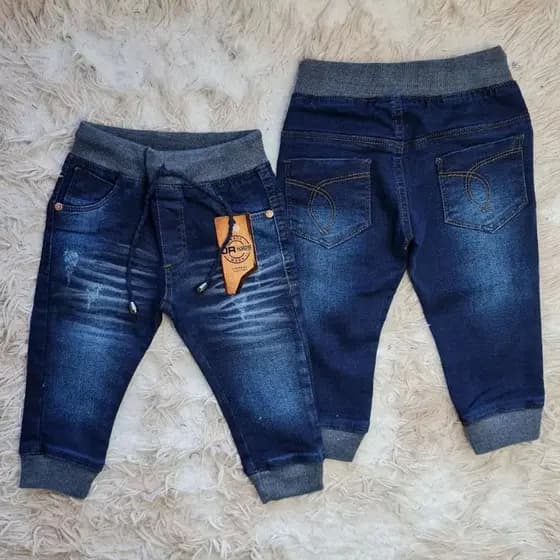 Calça jeans bebê com elastano 0 a 12 meses