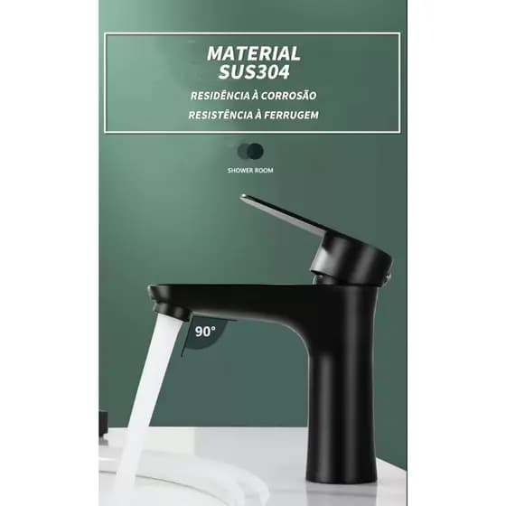 Torneira de Banheiro Lavatório Redonda Torneira Importada Inox304 Escovado Monocomando