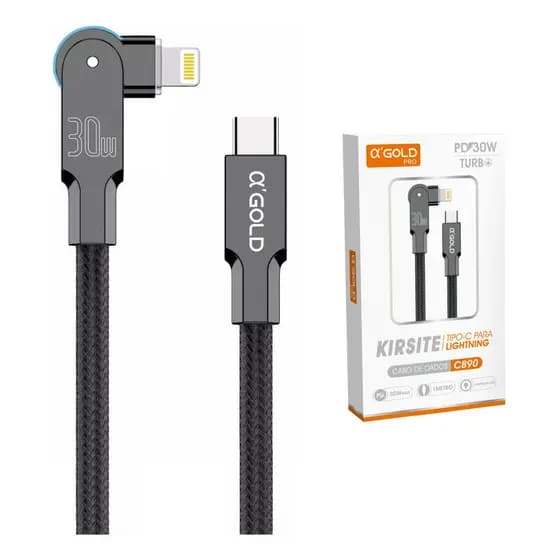 Cabo Carregador Pd Turbo 30w Rotativo agold c-iphone kirsite turbo cb-90 Para iPhone 8 Ao 14