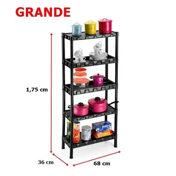 Estante Plástica organizadora GRANDE 5 Prateleiras, cozinha, livros tambem temos com 4 e 3