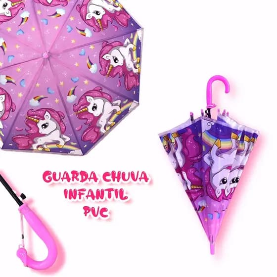 Guarda-Chuva Infantil Automático com Estampa de Unicórnio LY5006 – Charmoso e Divertido
