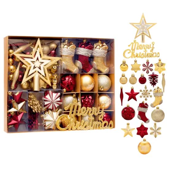 Kit 70 Enfeites Bolas Pendentes Para Arvore de Natal Premium Com Ponteira e Acessórios Decoração
