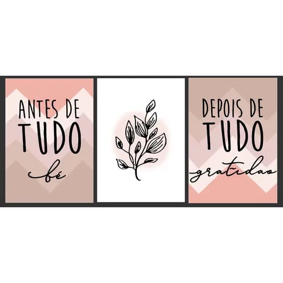 Quadros personalizados e decorativos KIT3 antes de tudo fé MDF 20X30