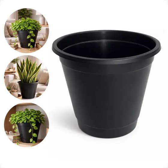 Vaso 3 Litros Plástico Resistente Preto Para Plantas Flores