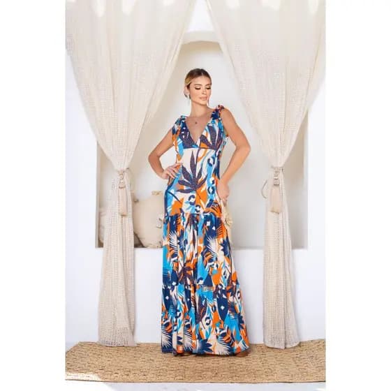 VESTIDOS FEMININOS LONGO ALÇA LARGA ESTAMPA MODERNA ESTILO CASUAL MODA BLOGUEIRINHA MODA VERÃO TECIDO ALTA QUALIDADE
