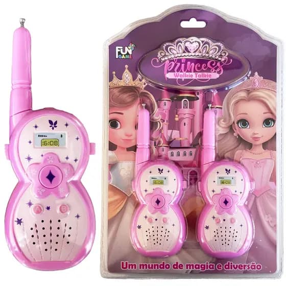 Walkie Talkie Rosa Infantil Princesas Rádio Comunicação Divertida Brinquedo