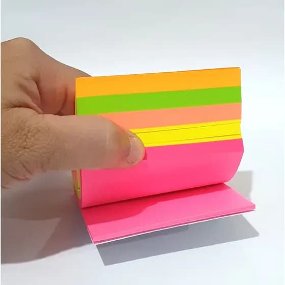Bloco de Notas 300 folhas Adesivas Neon para Recado Anotações Recados Escritório e Papelaria material escolar