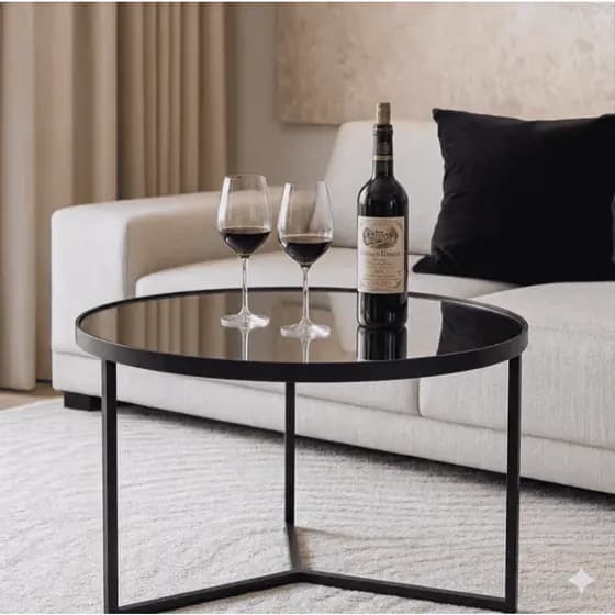 Mesa Mesinha de Centro para Decoração Sala Base Metal com Tampa Espelhada