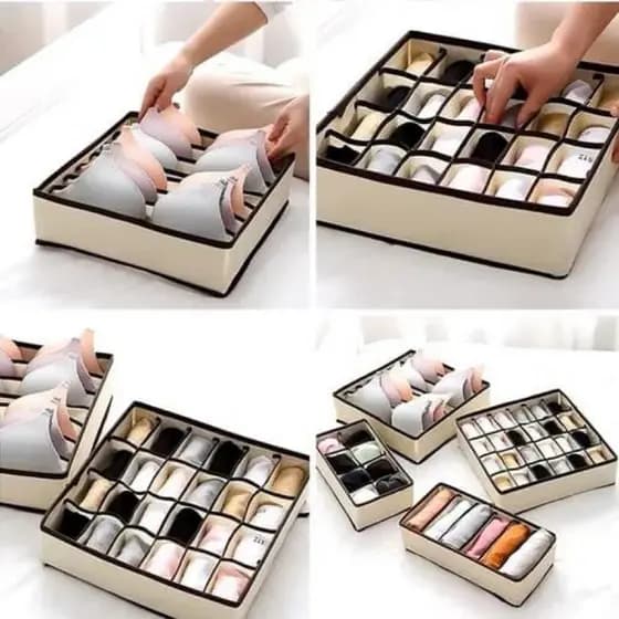 kit 4 organizador para gavetas guarda roupa bege roupa íntima guarda-roupa armario meias multiuso