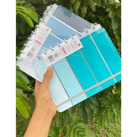Caderno de disco G listral acqua verde inteligente capa dura 80 folhas reposicionável listra prata