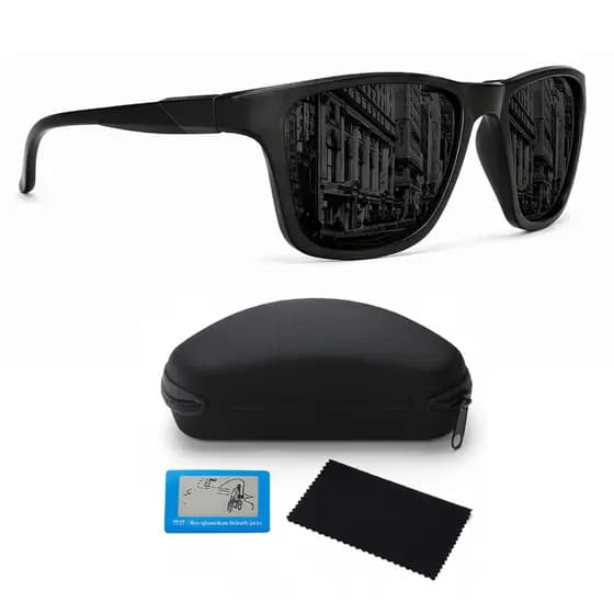 Óculos De Sol Masculino Feminino Proteção UV400 Preto Dirigir Pesca Verão Esportivo N8 + Acessórios