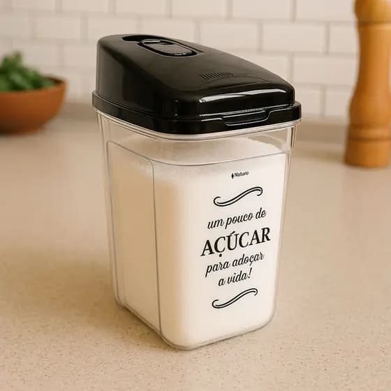 Açucareiro Pote Açúcar Farinheiro Multiuso Tampa Dosadora 836ml