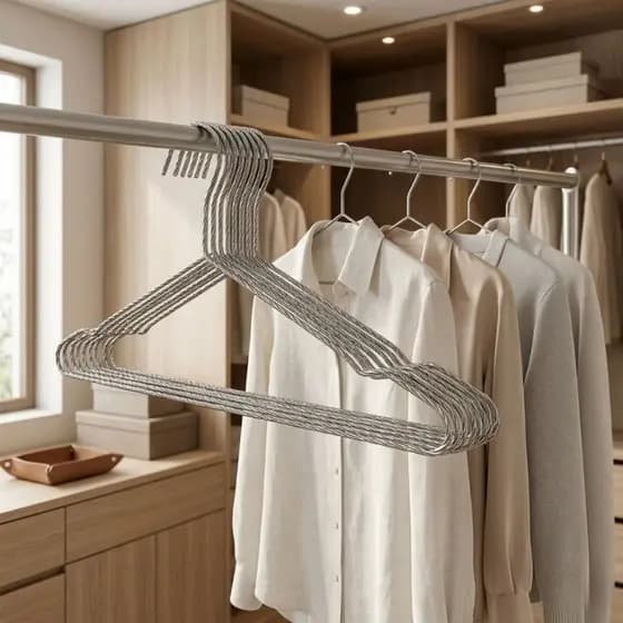 Kit 20 Cabides De Aço Trançado Premium Para Camisas Vestidos Closet Prata Casa E Loja
