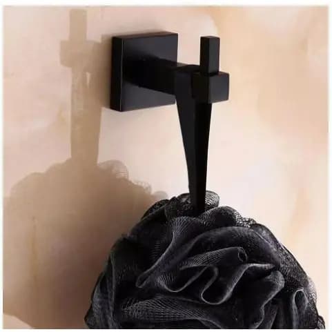Cabide Porta Toalhas Porta Roupão Porta Bolsa Metal Inox Preto Fosco Parede Industrial Moderno